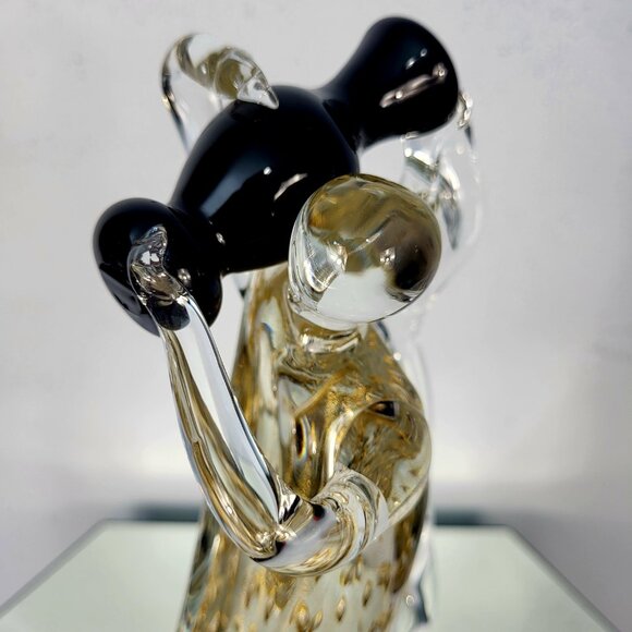 MURANO~VINTAGE 14" SIGNED MARIO BADIOLI BLACK GOLD GLASS FIGURINE SCULPTURE - Picture 12 of 16